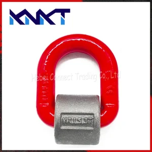 Forged G80 D Ring with Spring, heavy duty lifting ring for chain slings and rigging applications.